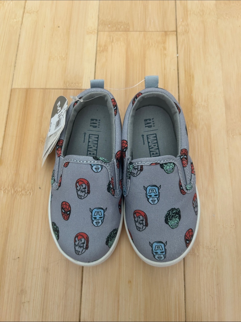 Marvel Kids Grey Slip-On Sneakers with Red & Blue Character Accents